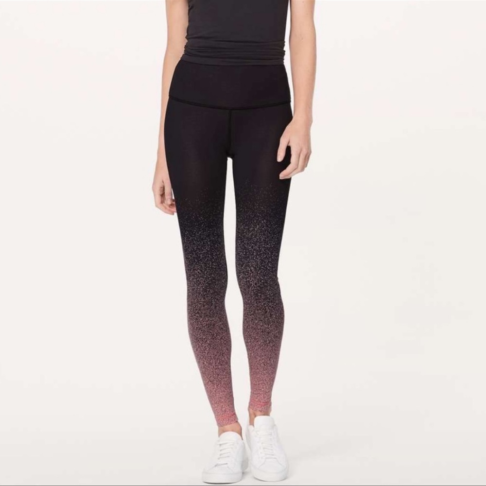Lululemon Wunder Under Hi-Rise Tights Ombré Speckle Black YumYum Pink 28” Size 4